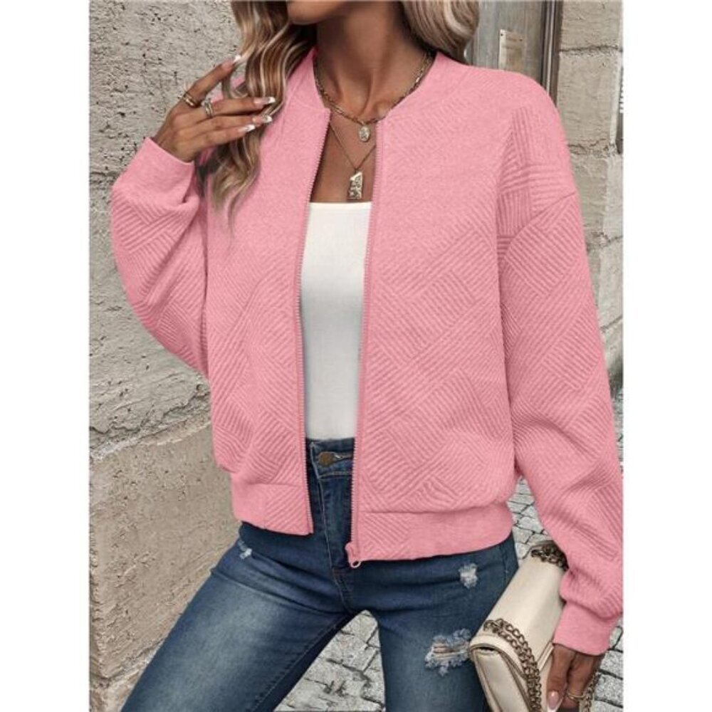 Texture Zip-Up Bomber Jacket - Picture 2 of 16